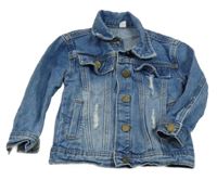 Modrá rifľová bunda s vyšúchaním Shein