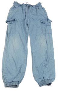 Svetlomodré ľahké cargo rifľové cuff nohavice Topolino