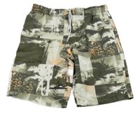 Kaki-smotanové plážové kraťasy s obrázkami C&A