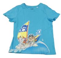 Světlemodré tričko s obrázkem z flitrů - Tlapková Patrola Nickelodeon