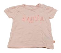 Svetloružové tričko s nápisom Staccato