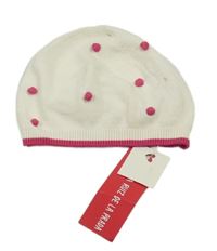 Nové - Bílo-fuchsiová čepice s 3D puntíky 