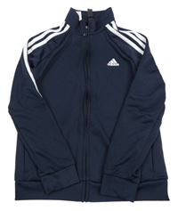 Tmavomodro-bílá propínací sportovní mikina s logem Adidas