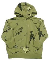 Khaki mikina s diny a kapucňou