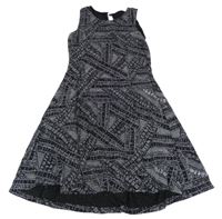 Čierno-strieborné vzorované trblietavé šaty Yd.