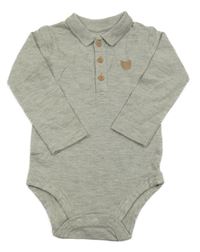 Šedé body s medvídkem a límečkem Tu