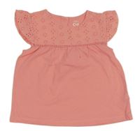 Růžové tričko s madeirou C&A