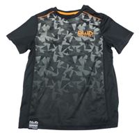 Černo-šedé vzorované sportovní tričko s nápisem C&A