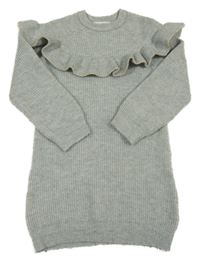 Světlezelené svetrové vlněné šaty s volánkem H&M