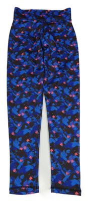 Černo-modro-růžové vzorované sportovní legíny St. Bernard