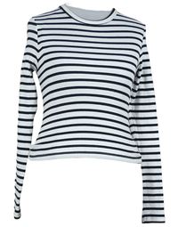 Dámske bielo-čierne pruhované rebrované tričko Bershka