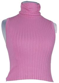 Dámský růžový žebrovaný crop top s rolákem Zara 