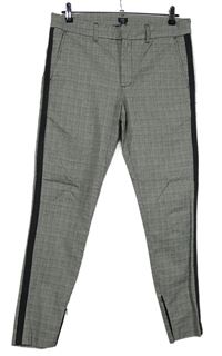 Pánské černo-bílé kostkované chino kalhoty s pruhy River Island vel. 32/30