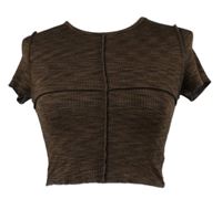 Dámske hnedé melírované rebrované crop tričko H&M