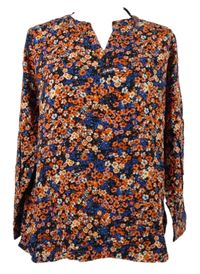 Dámska tmavomodro-červená kvietkovana blúzka Ever.me