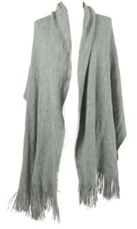 Dámská šedá šála s třásněmi 