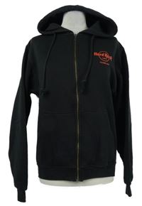 Pánská černá propínací mikina s potiskem a kapucí Hard Rock Cafe