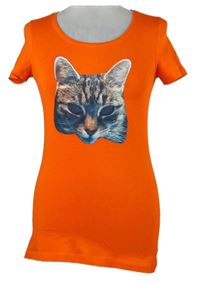 Dámské oranžové tričko s kočikou Hema 