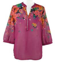 Dámska tmavoružová kvetovaná šifónová blúzka Kaleidoscope