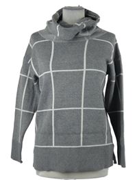 Dámský šedo-bílý kostkovaný svetr s komínovým límcem Sosandar 