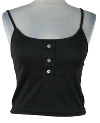 Dámsky čierny rebrovaný crop top