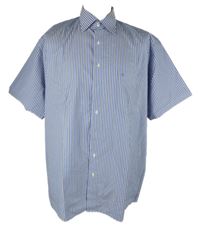 Pánska modro-sivá prúžkovaná košeľa s krátkým rukávom Olymp vel. 17,5