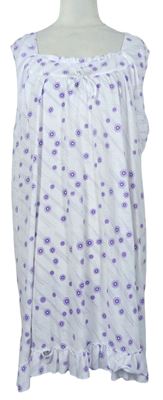 Dámska bielo-fialová vzorovaná nočná košeľa