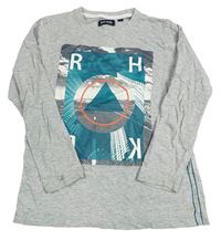 Šedé triko s potiskem Blue seven