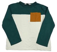 Tmavozeleno-biela mikina s vreckom H&M