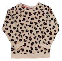 Svetloružová chlpatá mikina s leopardím vzorom H&M