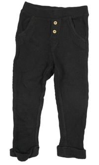 Antracitové rebrované ľahké tepláky s gombíky H&M