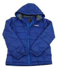 Modrá šušťáková zimná funkčná bunda s logom a kapucňou Berghaus