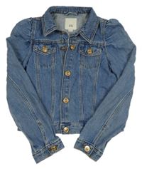 Modrá rifľová crop bunda River Island