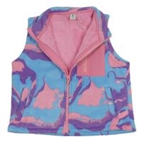 Modro-růžovo-fialová fleecová zateplená propínací vesta TU