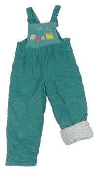 Tyrkysové zateplené laclové manšestráky s vláčkem