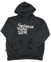 Antracitová mikina s nápisem a kapucí M&S