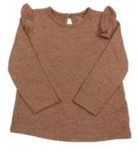 Rezavé úpletové triko s volánkem Primark