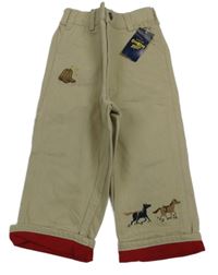 Nové - Béžové rifle s koníky Ralph Lauren