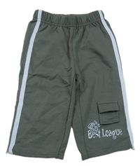 Sivé tepláky s nápisom a proužkem