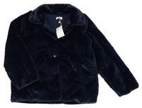 Nové - tmavomodrý kožešinový zateplený kabátek Mango