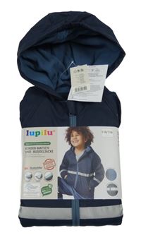 Nové - Tmavomodrá nepromokavá jarní bunda s proužkem a kapucí Lupilu