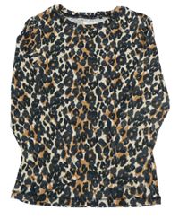 Bielo-oranžovo-čierne vzorované rebrované tričko Next