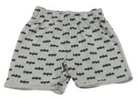 Svetlosivé teplákové kraťasy s netopýry