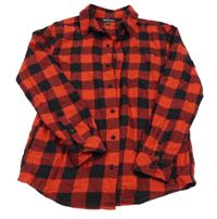 Červeno-čierna kockovaná flanelová košeľa Manguun