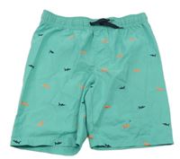 Tyrkysové šušťákové kraťasy so žralokmi Destination