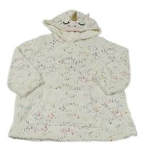 Bílá chlupatá oversize mikina s třpytivými hvězdami a kapucí