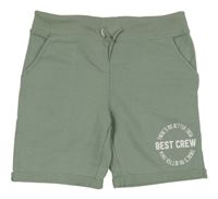 Khaki teplákové kraťasy s nápisom