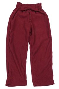 Vínové rebrované nohavice