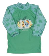 Zelené UV triko s palmami a číslem My little pony