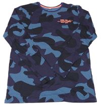 Modro-fialové army triko s nápisem bonprix